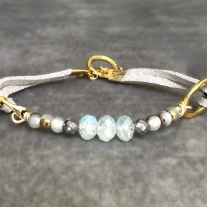 Suede armbandje in classy grijs-blauwe tinten